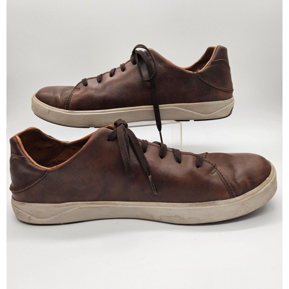 OluKai Laeahi Li Ili Brown Leather Sneakers Men's 11.5 Casual Shoes 10455-6363
